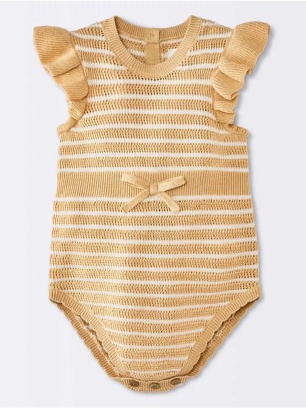 Baby Girls' Striped Ruffle Pointelle Sweater Tank Romper